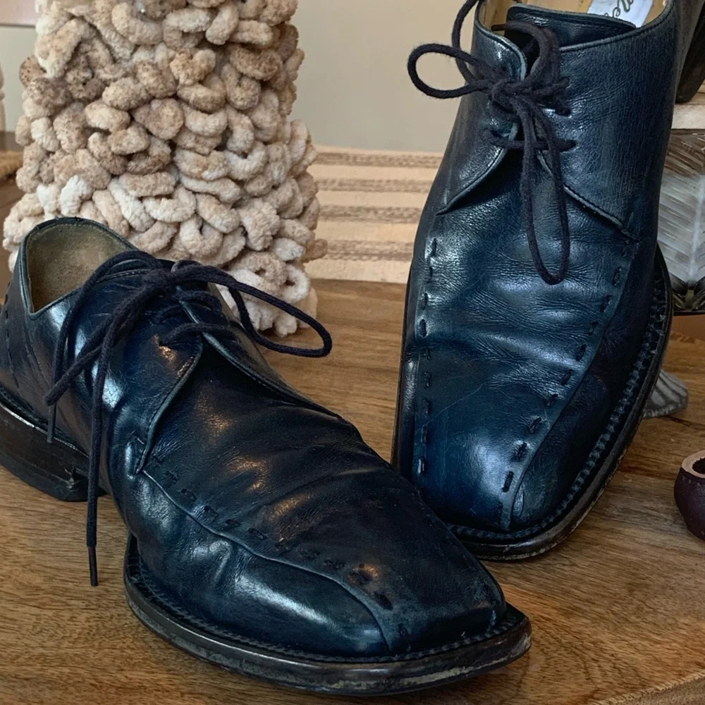 Mezlan Maranello Dark Navy Blue Leather Lace Oxford Dress Shoes‎ Men’s 8 M Spain